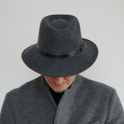 MJM CITY Grå Uld Filt Hat - Waterproof & Crushable - Traveller Hat fra MJM Hats hos The Prince Webshop
