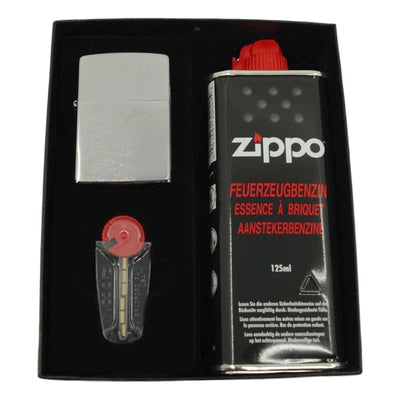 Zippo Lighter Børstet Chrom i Gaveæske - Zippo Lighter fra Zippo hos The Prince Webshop