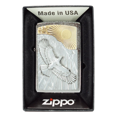 Original Zippo Lighter - Eagle Sun Fly - Zippo Lighter fra Zippo hos The Prince Webshop