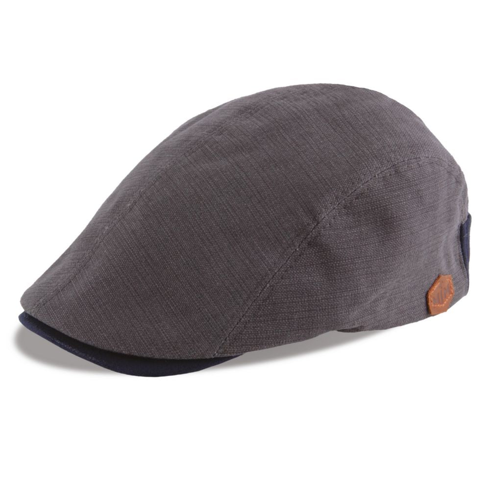 MJM Daffy 3 Cotton 4 Flat Cap - Grå Bomuldslærred Sixpence - Flat Cap fra MJM Hats hos The Prince Webshop