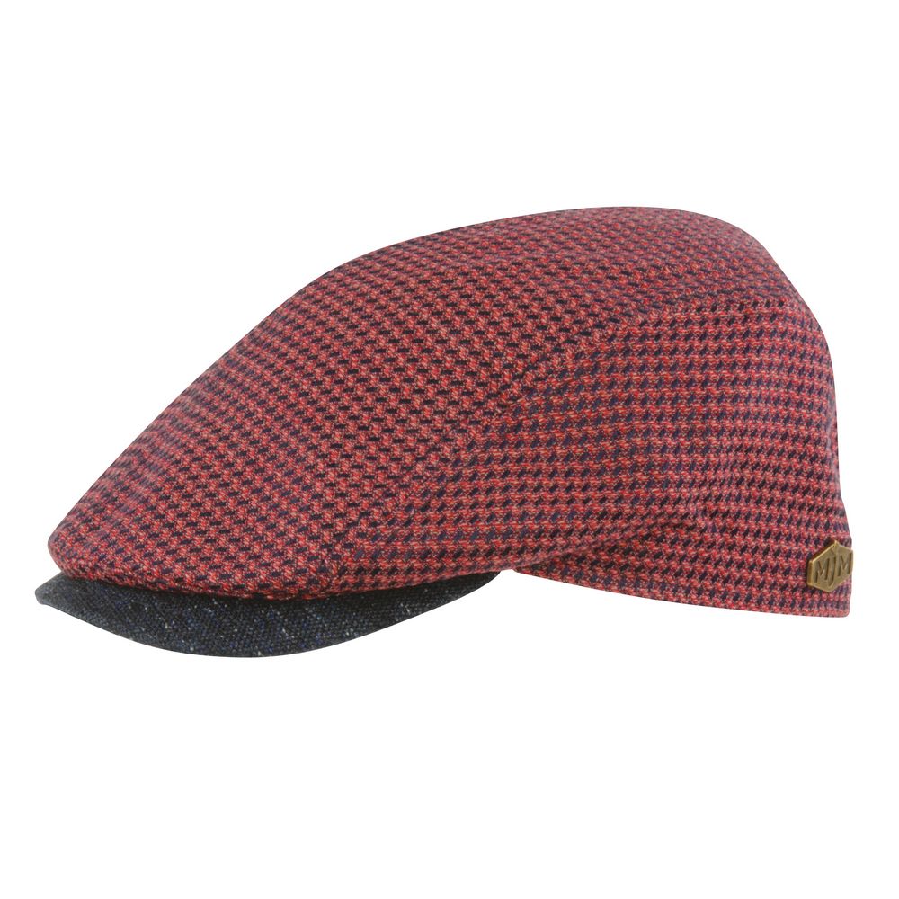 MJM Daffy 3 Cotton Red Pattern Sixpence - Flat Cap fra MJM Hats hos The Prince Webshop