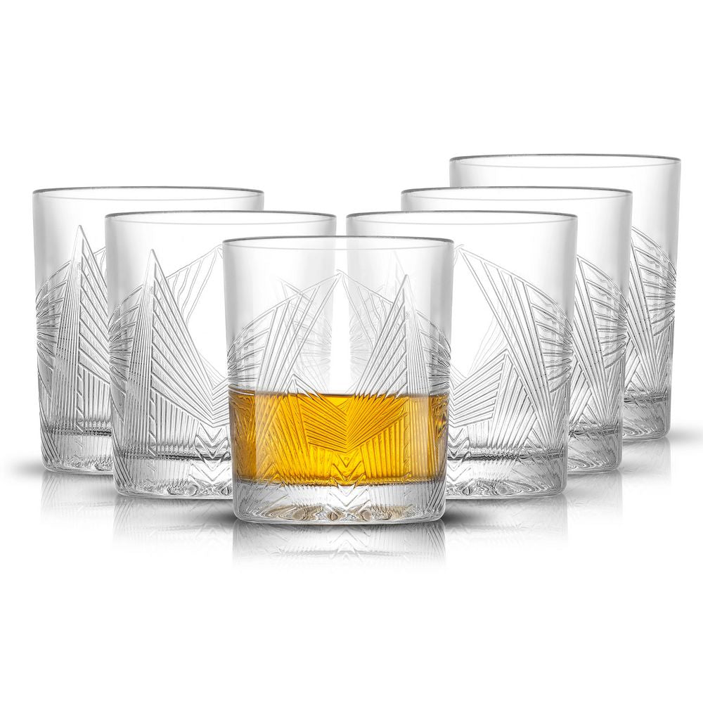 Gatsby Art Deco Whiskey Glasses - Sæt af 6 Whisky Glas - Whiskey Glas fra JoyJolt USA hos The Prince Webshop