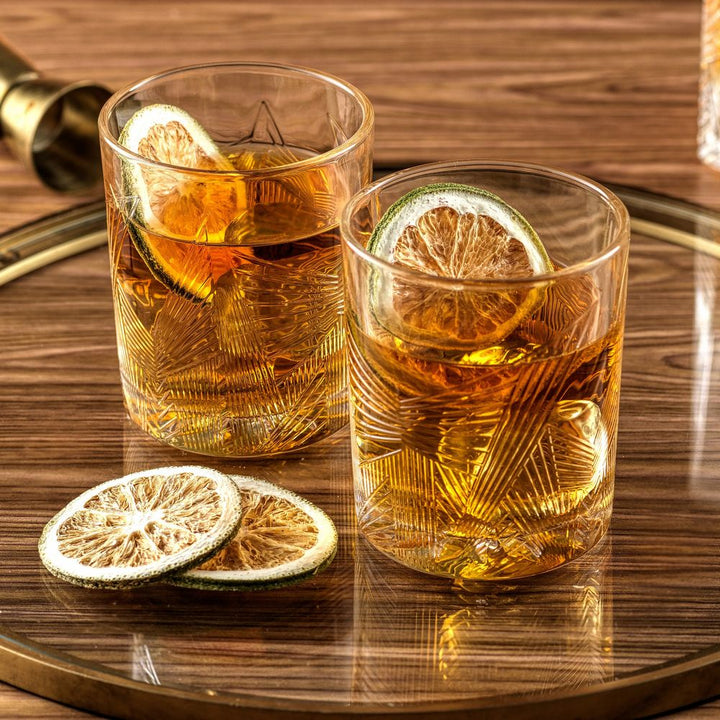 Gatsby Art Deco Whiskey Glasses - Sæt af 6 Whisky Glas - Whiskey Glas fra JoyJolt USA hos The Prince Webshop