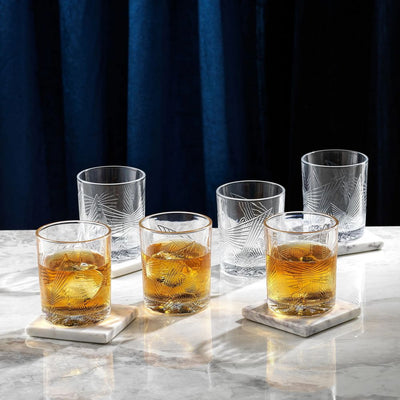 Gatsby Art Deco Whiskey Glasses - Sæt af 6 Whisky Glas - Whiskey Glas fra JoyJolt USA hos The Prince Webshop