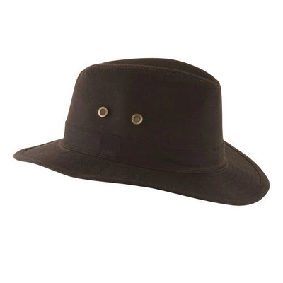 MJM Haarlem Oilskin Safari Hat i Brun - Hat fra MJM Hats hos The Prince Webshop