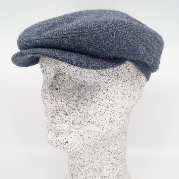 Stetson Driver Cap Wool Blå-meleret Herringbone - Flat Cap fra Stetson hos The Prince Webshop