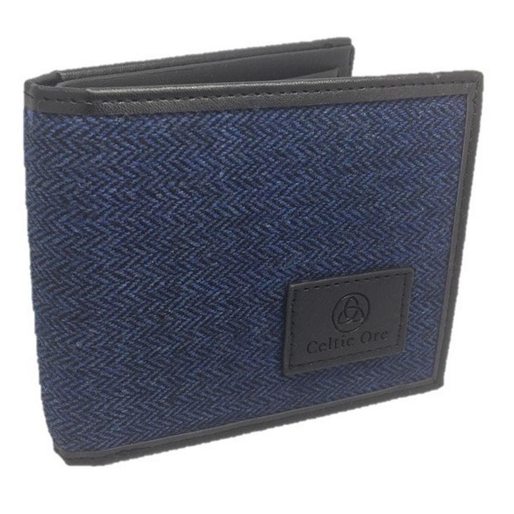 Celtic Ore Tweed Wallet Blue Herringbone - Blå Bi-Fold Tegnebog - Tegnebog fra Celtic Ore Tweed hos The Prince Webshop
