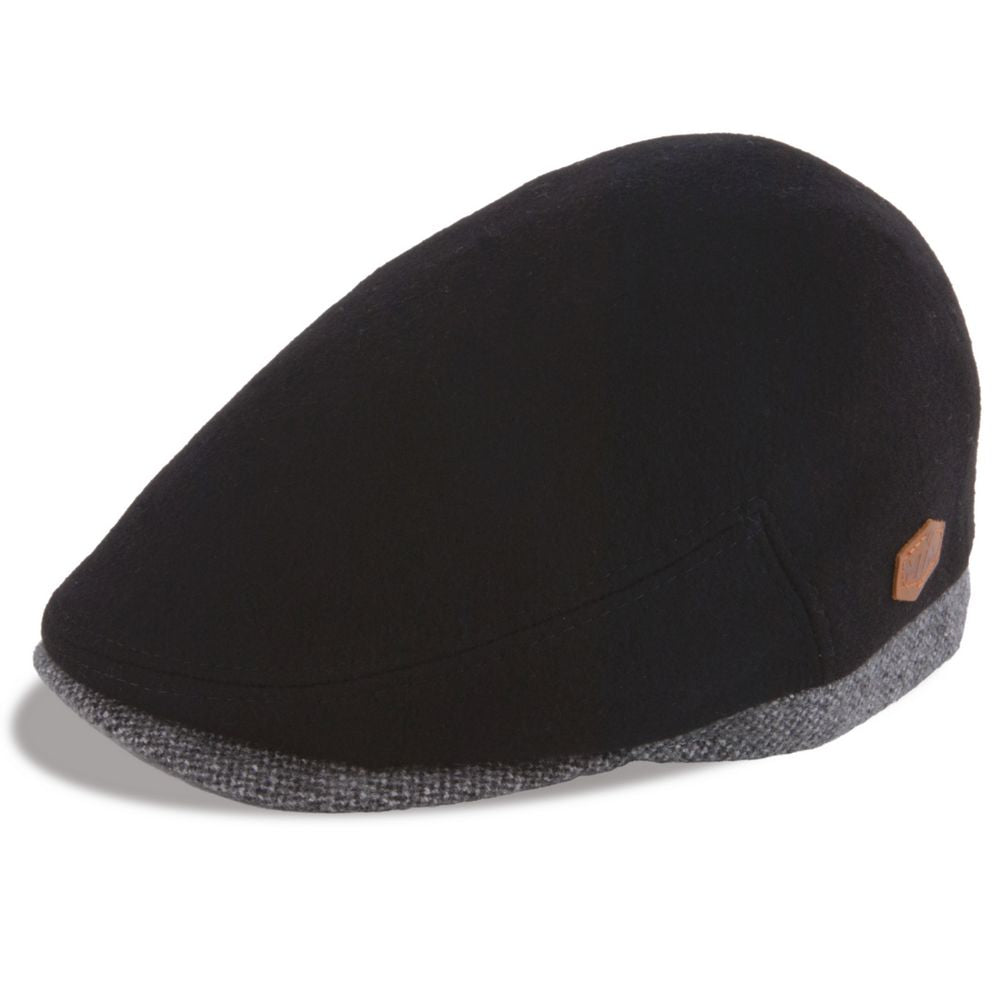 MJM Jordan – 100% Eco Merino Wool - Sort / Grå Sixpence - Flat Cap fra MJM Hats hos The Prince Webshop