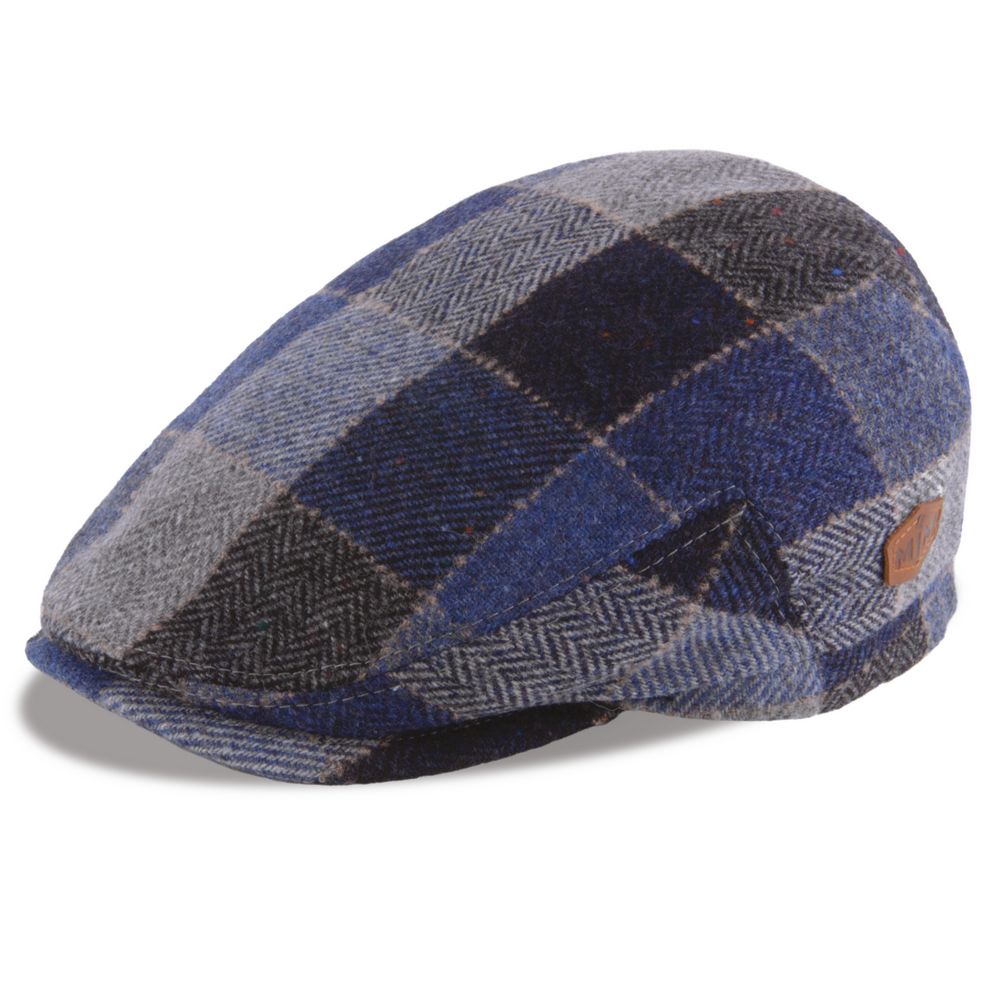 MJM Jordan Virgin Wool Sixpence - Blue Check - Flat Cap fra MJM Hats hos The Prince Webshop
