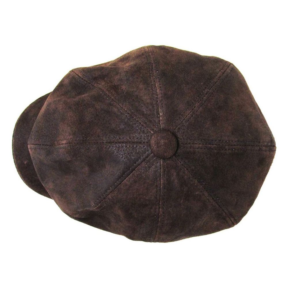 Mørkebrun Læder Newsboy Sixpence - Flat Cap fra Kim & Bae Classic Headwear hos The Prince Webshop