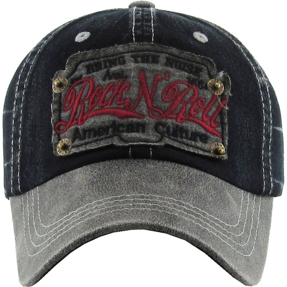 ROCK N ROLL VINTAGE BALLCAP - SORT DENIM - Baseball Cap fra Ethos hos The Prince Webshop