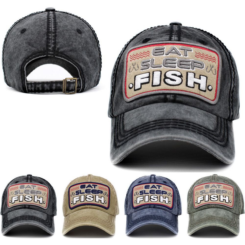 Eat Sleep Fish Vintage Ballcap - vælg mellem 4 farver - Baseball Cap fra Ethos hos The Prince Webshop