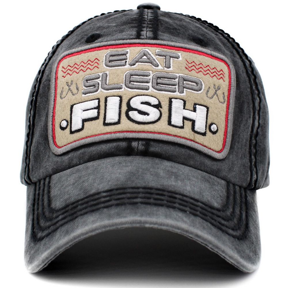 Eat Sleep Fish Vintage Ballcap - vælg mellem 4 farver - Baseball Cap fra Ethos hos The Prince Webshop