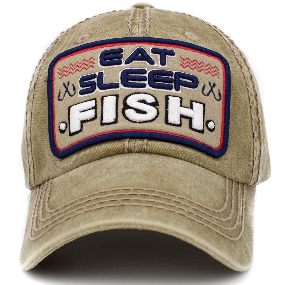 Eat Sleep Fish Vintage Ballcap - vælg mellem 4 farver - Baseball Cap fra Ethos hos The Prince Webshop