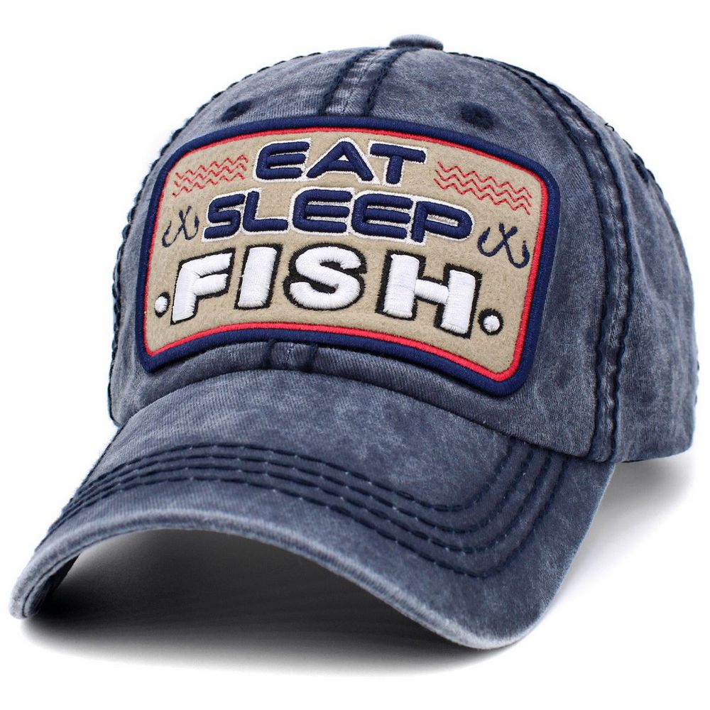 Eat Sleep Fish Vintage Ballcap - vælg mellem 4 farver - Baseball Cap fra Ethos hos The Prince Webshop