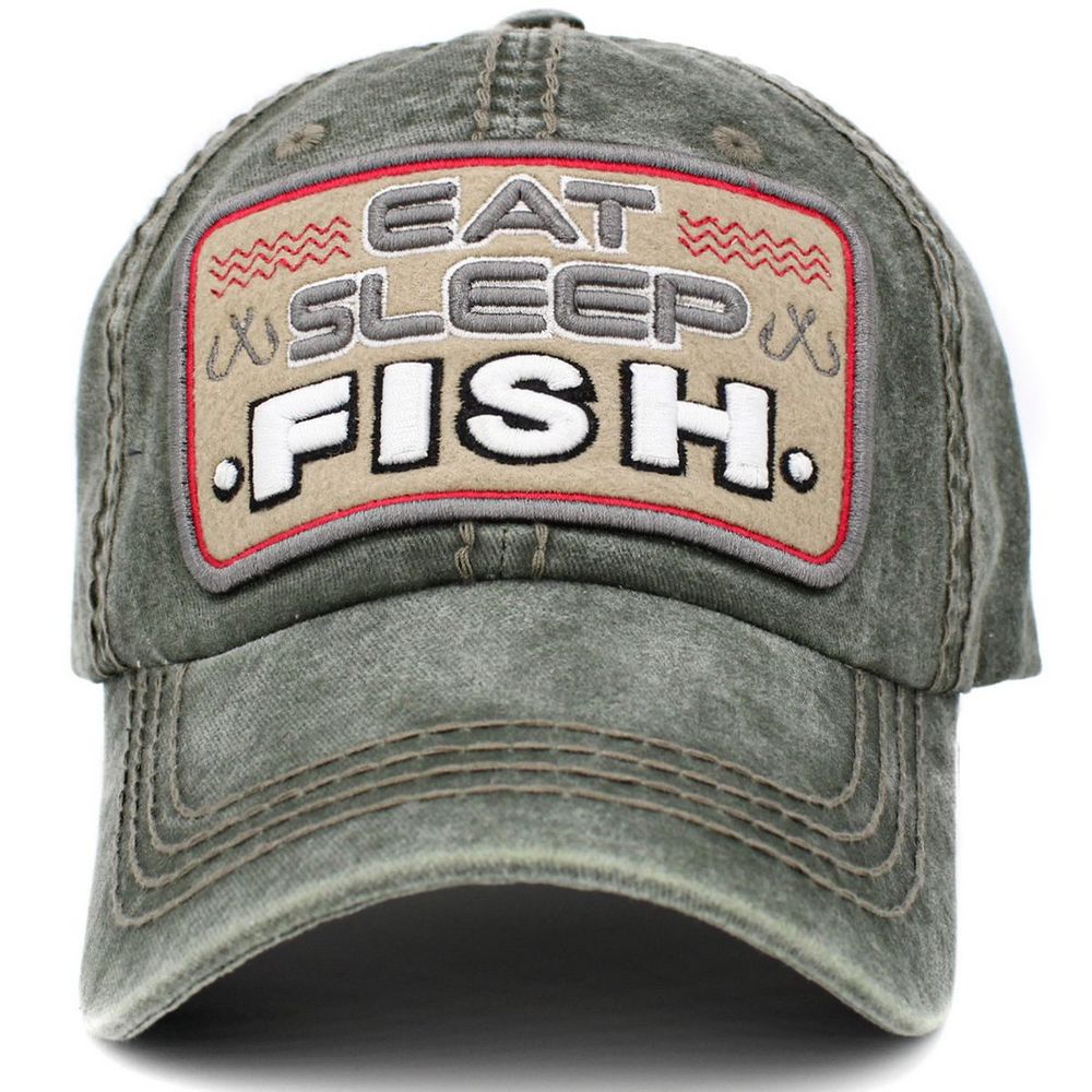 Eat Sleep Fish Vintage Ballcap - vælg mellem 4 farver - Baseball Cap fra Ethos hos The Prince Webshop