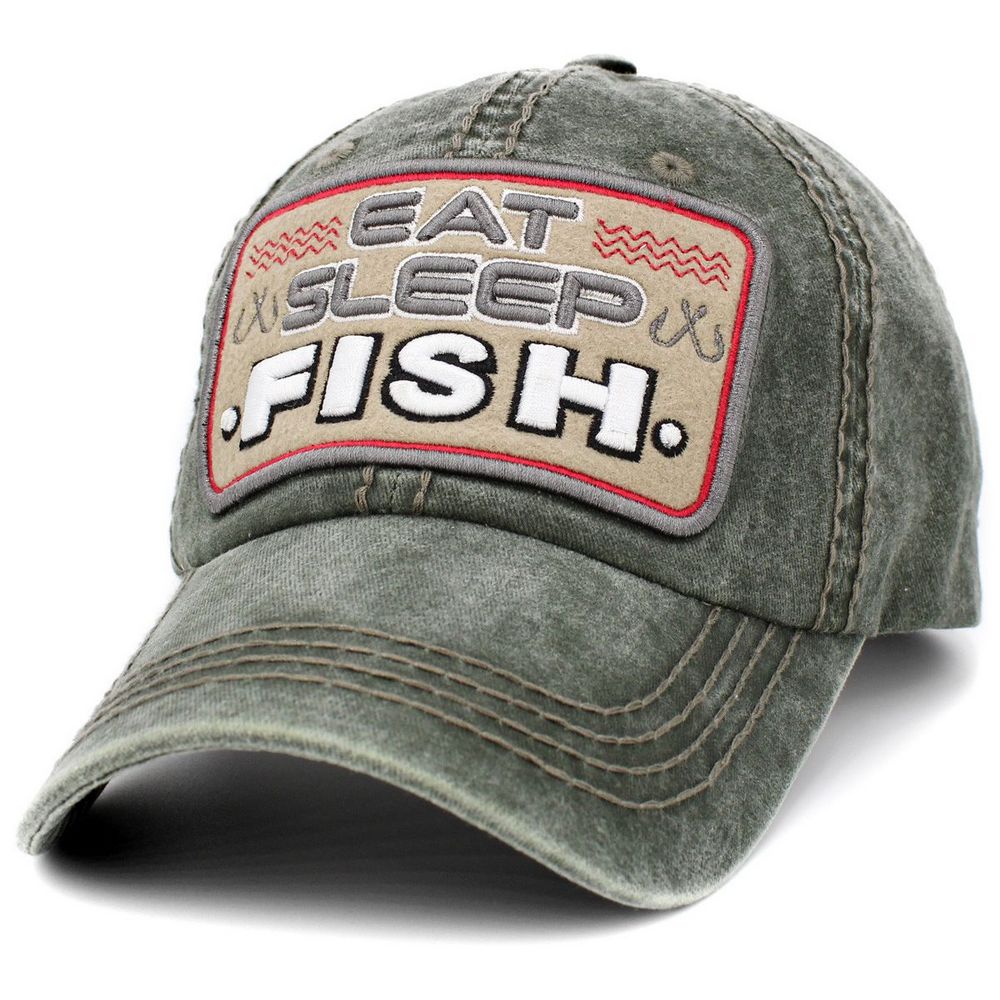 Eat Sleep Fish Vintage Ballcap - vælg mellem 4 farver - Baseball Cap fra Ethos hos The Prince Webshop