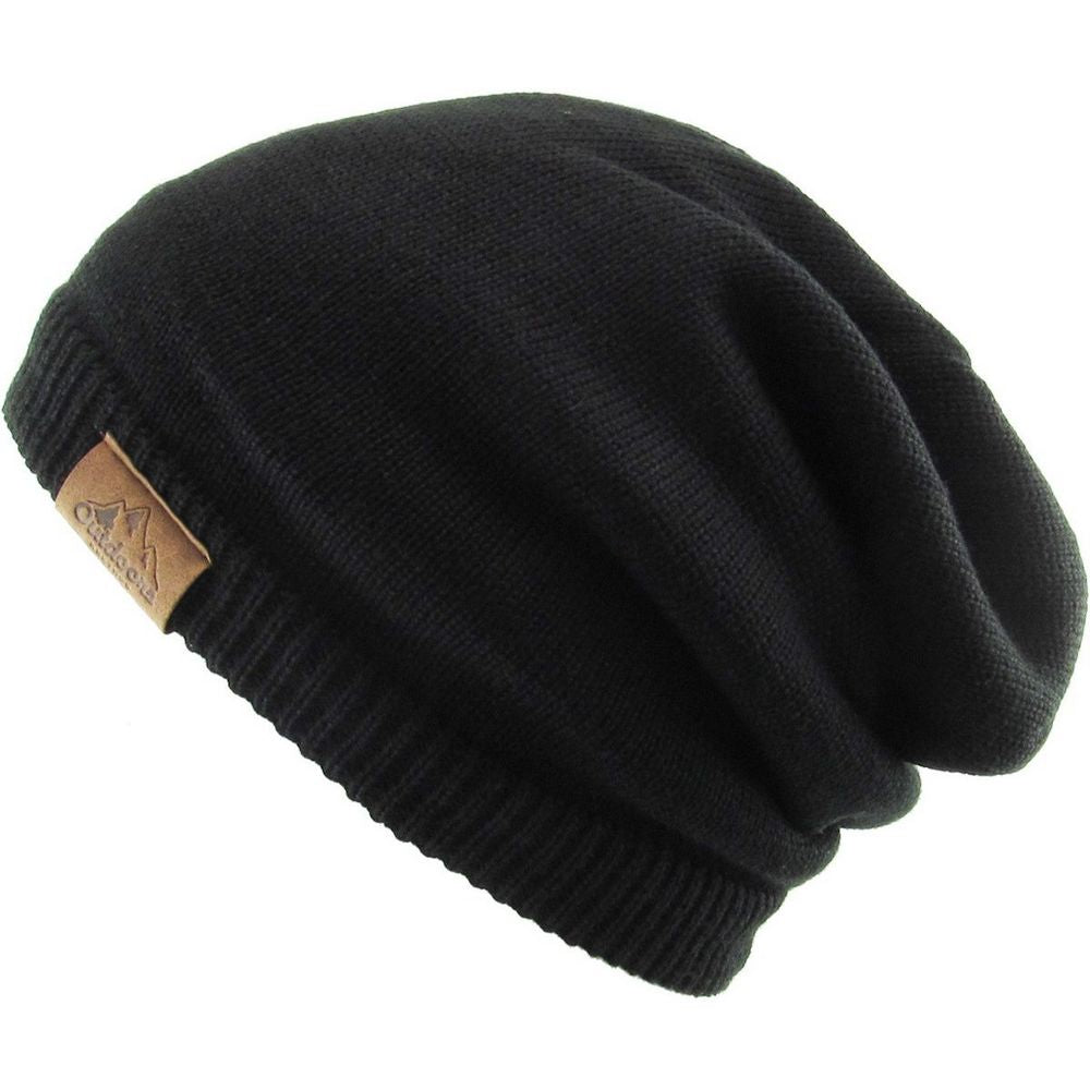 Køb THICK OVERSIZED SLOUCH BEANIE SHERPA FLEECE LINED Black