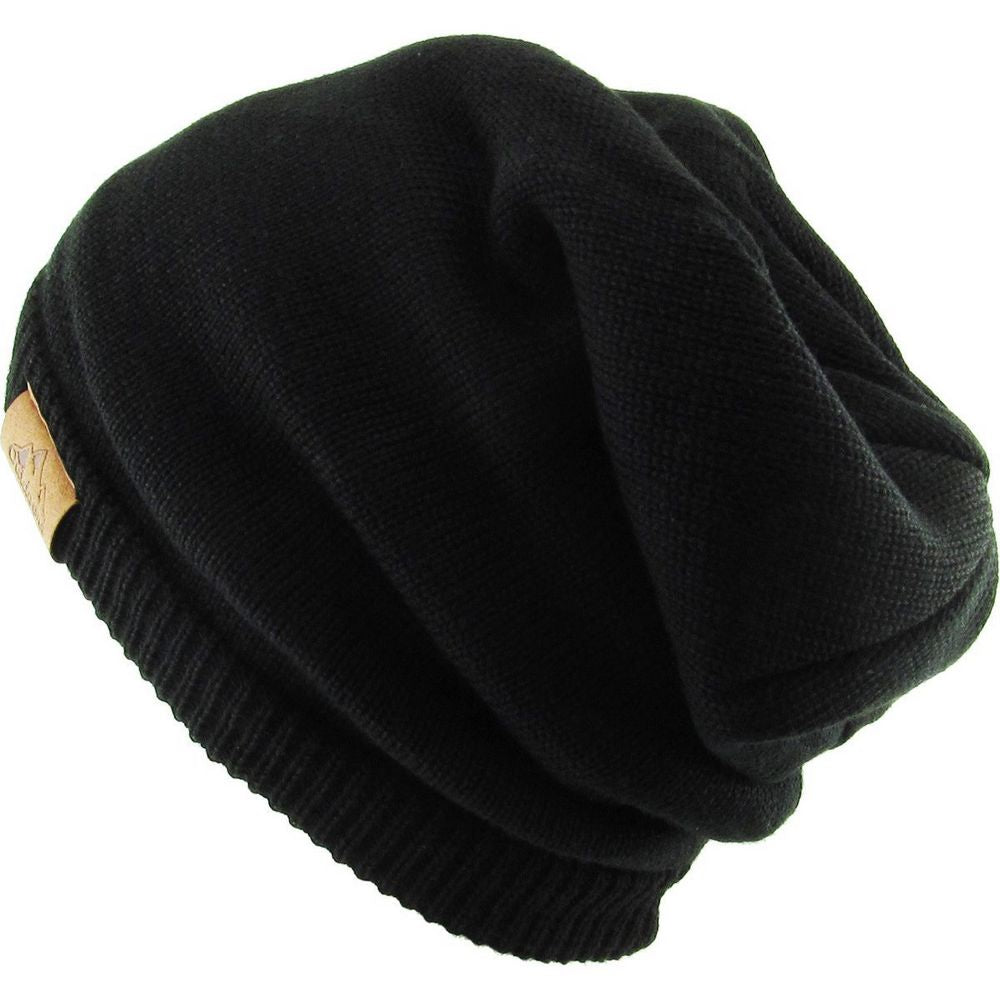 Køb THICK OVERSIZED SLOUCH BEANIE SHERPA FLEECE LINED Black