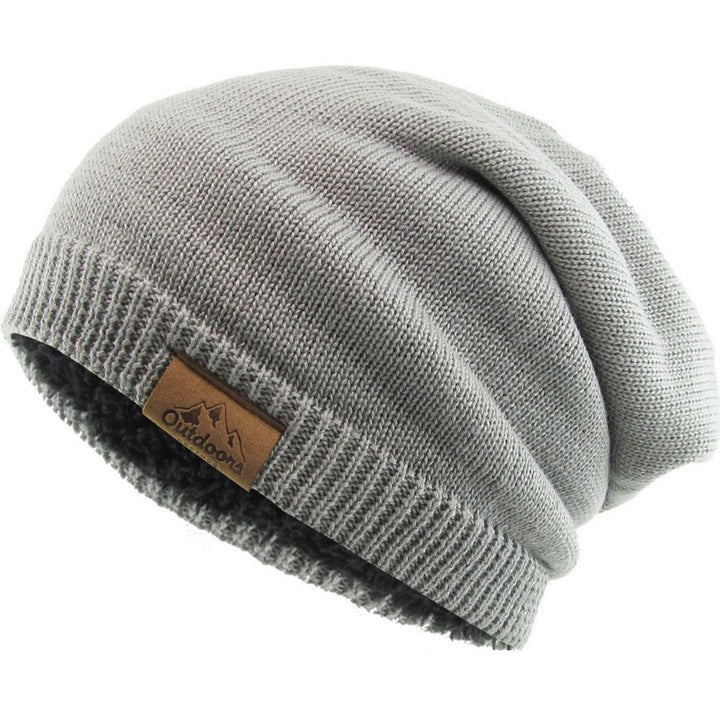 THICK OVERSIZED SLOUCH BEANIE SHERPA FLEECE LINED - Lysegrå Hue - Hue fra Ethos hos The Prince Webshop