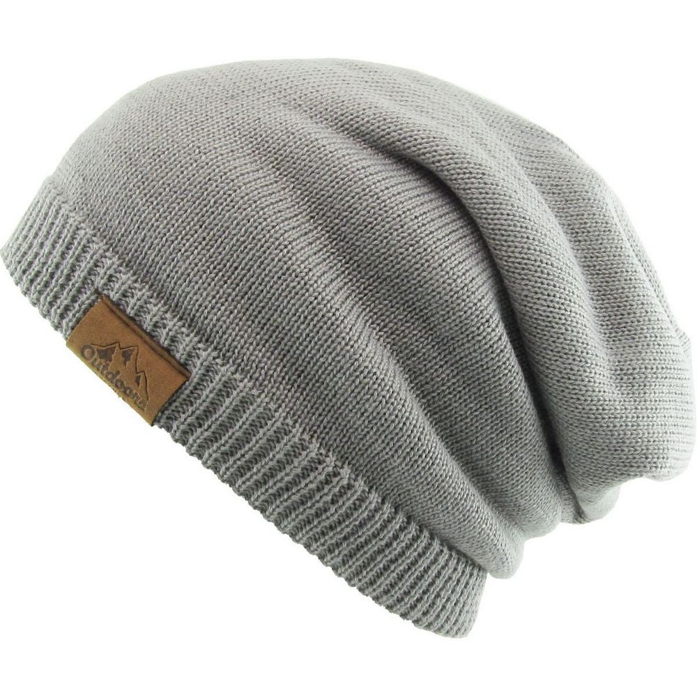THICK OVERSIZED SLOUCH BEANIE SHERPA FLEECE LINED - Lysegrå Hue - Hue fra Ethos hos The Prince Webshop