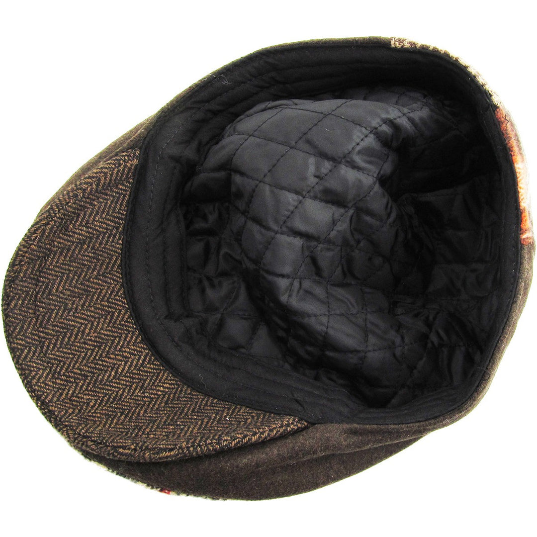 Ethos Patchwork Flat Cap Brown Plaid - Flat Cap fra Ethos hos The Prince Webshop