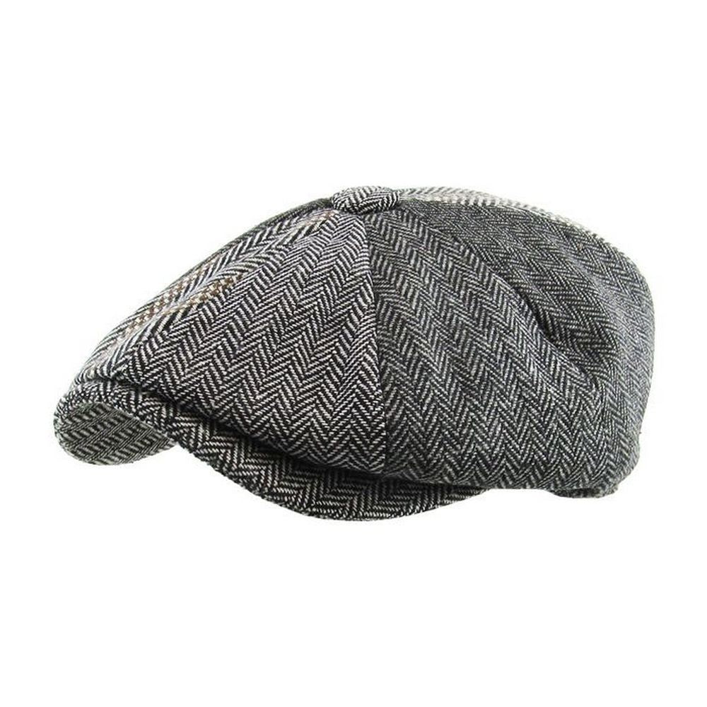 Grå Sildebens Flat Cap Peaky Blinders Style - 4 WAY - Flat Cap fra Ethos hos The Prince Webshop