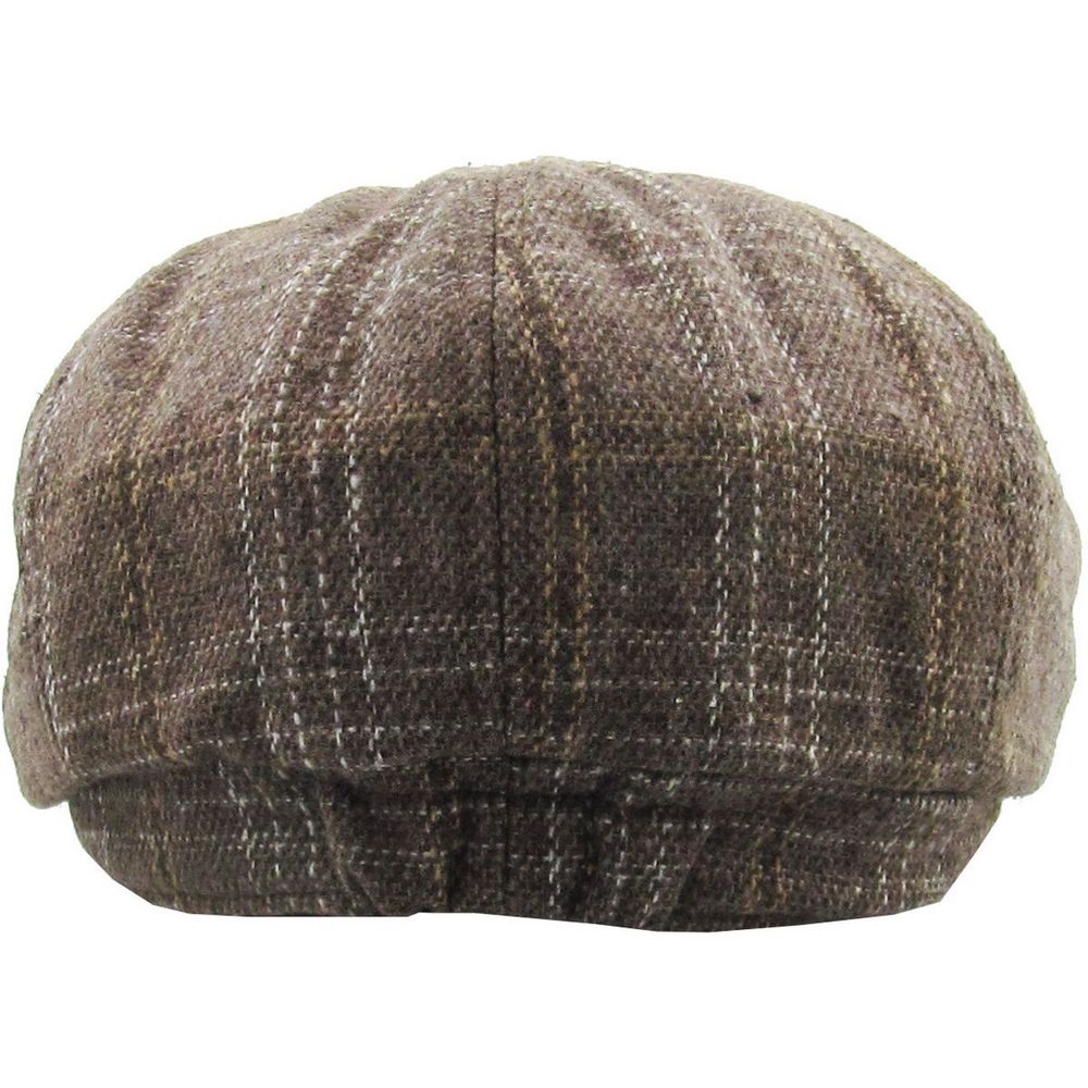 Ethos Plaid Button Top Flat Cap - Brun Peaky Blinders Stil - Flat Cap fra Ethos hos The Prince Webshop