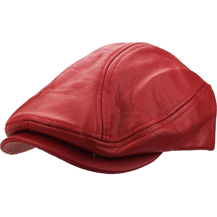 Rød Læder Sixpence Flat Cap - Flat Cap fra Ethos hos The Prince Webshop