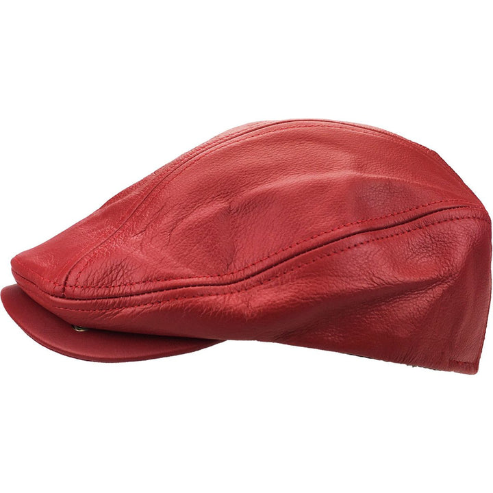 Rød Læder Sixpence Flat Cap - Flat Cap fra Ethos hos The Prince Webshop