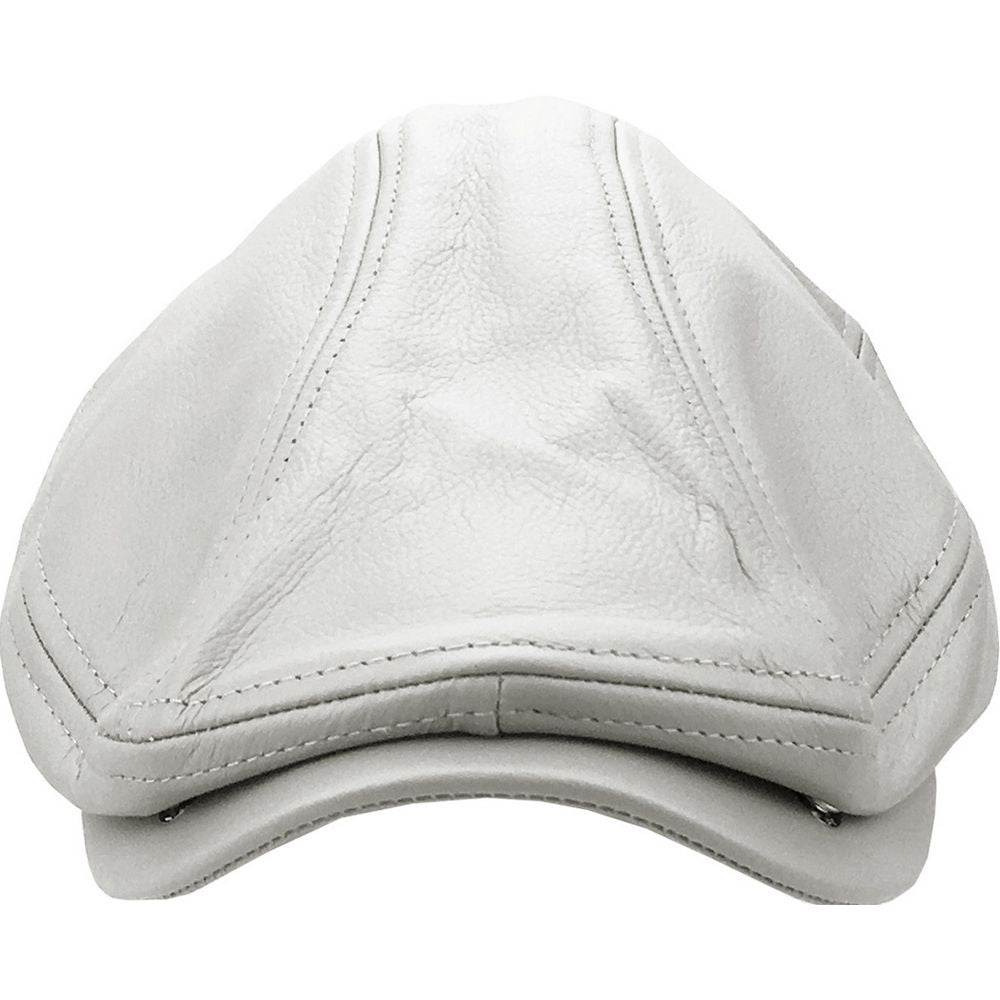 Hvid Læder Sixpence Flat Cap - Flat Cap fra Ethos hos The Prince Webshop