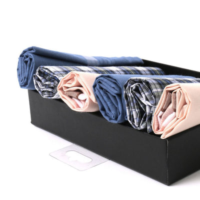 6 stk. BOX Peach, Blue Plaid & Sky Blue Lommetørklæder i 100% Bomuld - Lommetørklæde fra Umo Lorenzo hos The Prince Webshop