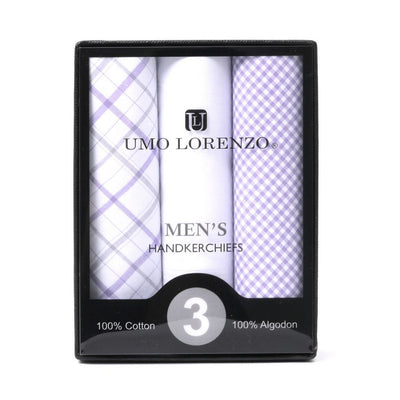 3 stk. BOX Solid & Plaid Greys Lommetørklæder i 100% Bomuld - Lommetørklæde fra Umo Lorenzo hos The Prince Webshop