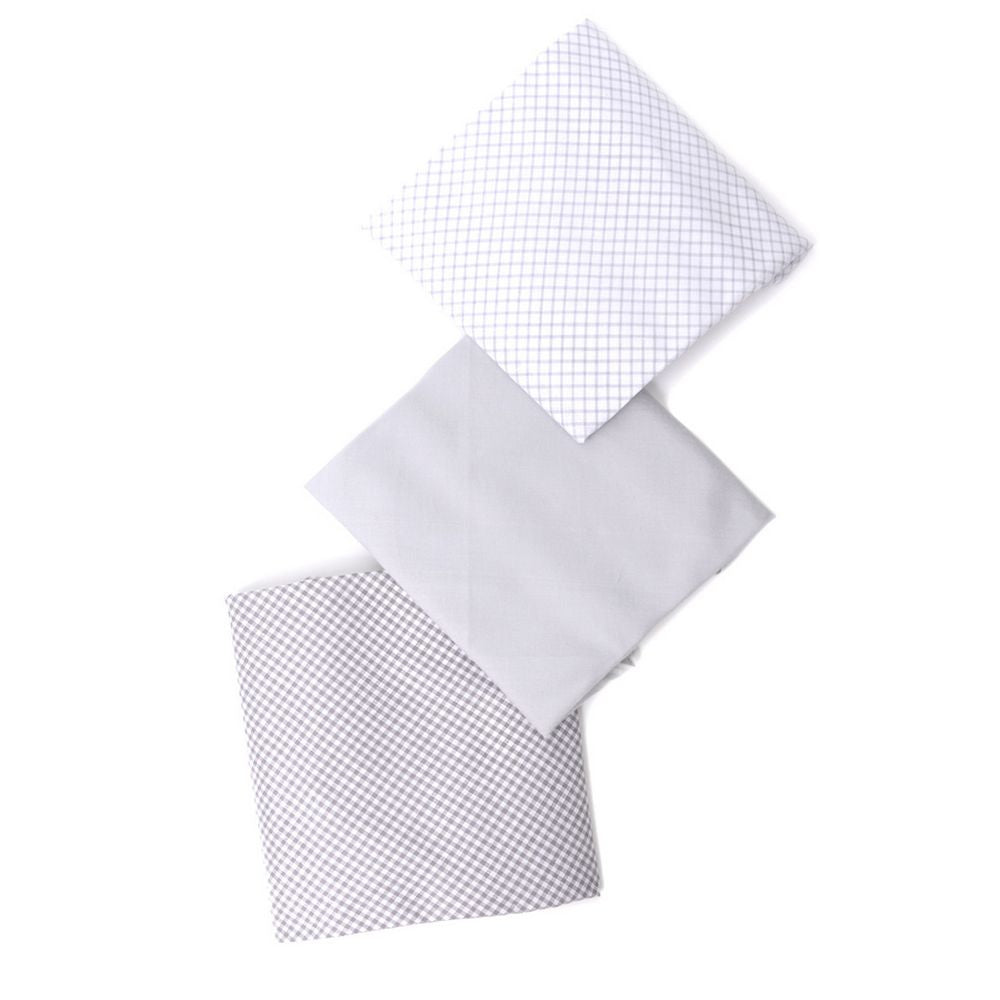 3 stk. BOX Solid & Plaid Gray Lommetørklæder i 100% Bomuld - Lommetørklæde fra Umo Lorenzo hos The Prince Webshop