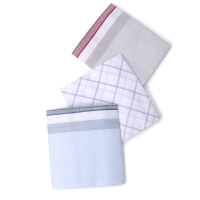 3 stk. BOX Sky Blue, Peach & Gray Lommetørklæder i 100% Bomuld - Lommetørklæde fra Umo Lorenzo hos The Prince Webshop