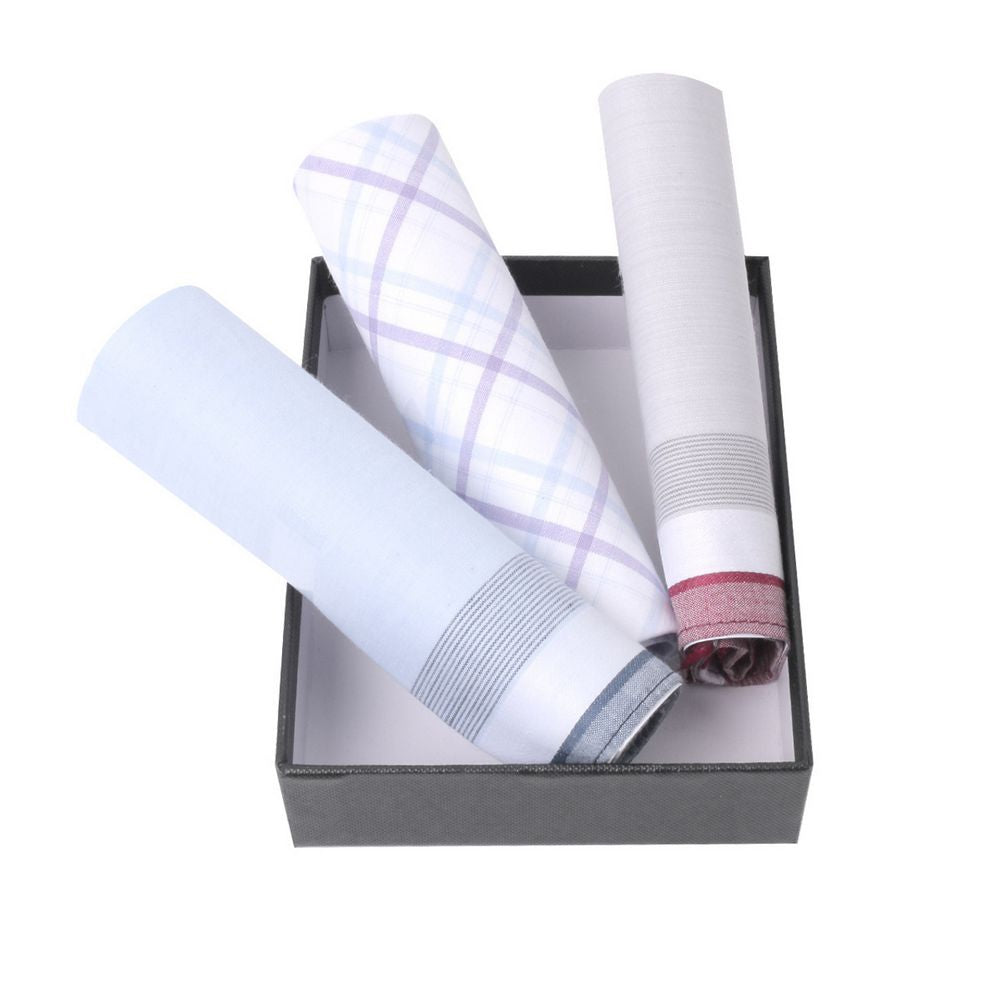 3 stk. BOX Sky Blue, Peach & Gray Lommetørklæder i 100% Bomuld - Lommetørklæde fra Umo Lorenzo hos The Prince Webshop