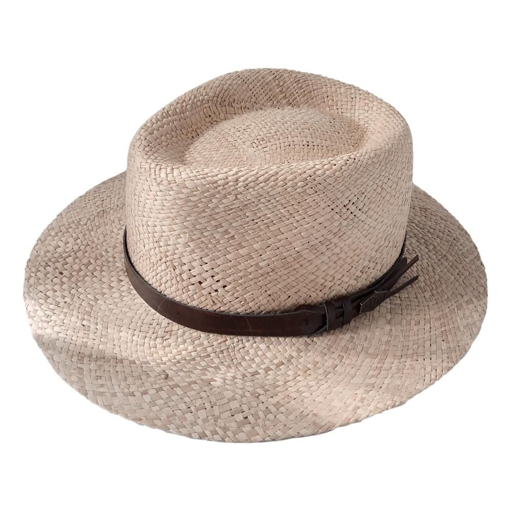 MJM Milas Panama Hat - Natur med Læder - Hat fra MJM Hats hos The Prince Webshop