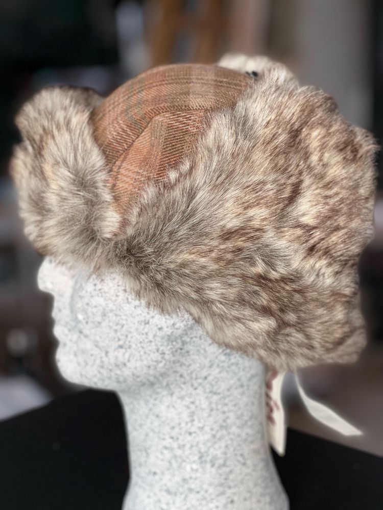 MJM Trapper Hue  Josh – Faux Fur - Brown Check - Hue fra MJM Hats hos The Prince Webshop