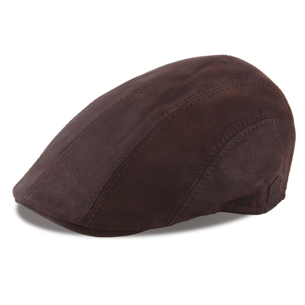 MJM Maddy Nappa Wax Brown - Læder Sixpence - Flat Cap fra MJM Hats hos The Prince Webshop