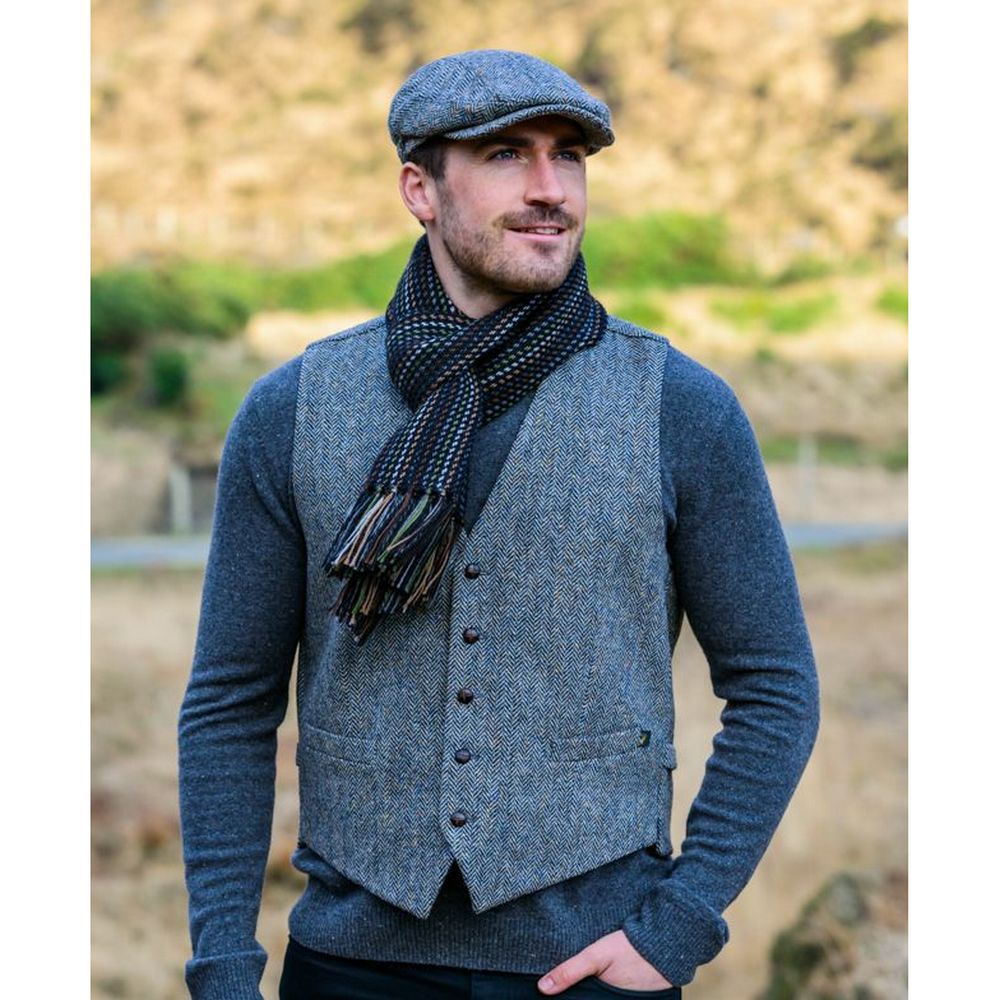 Mucros Tweed No. 1 Herringbone Waistcoat - Grå Vest - Vest fra Mucros Weavers Killarney hos The Prince Webshop