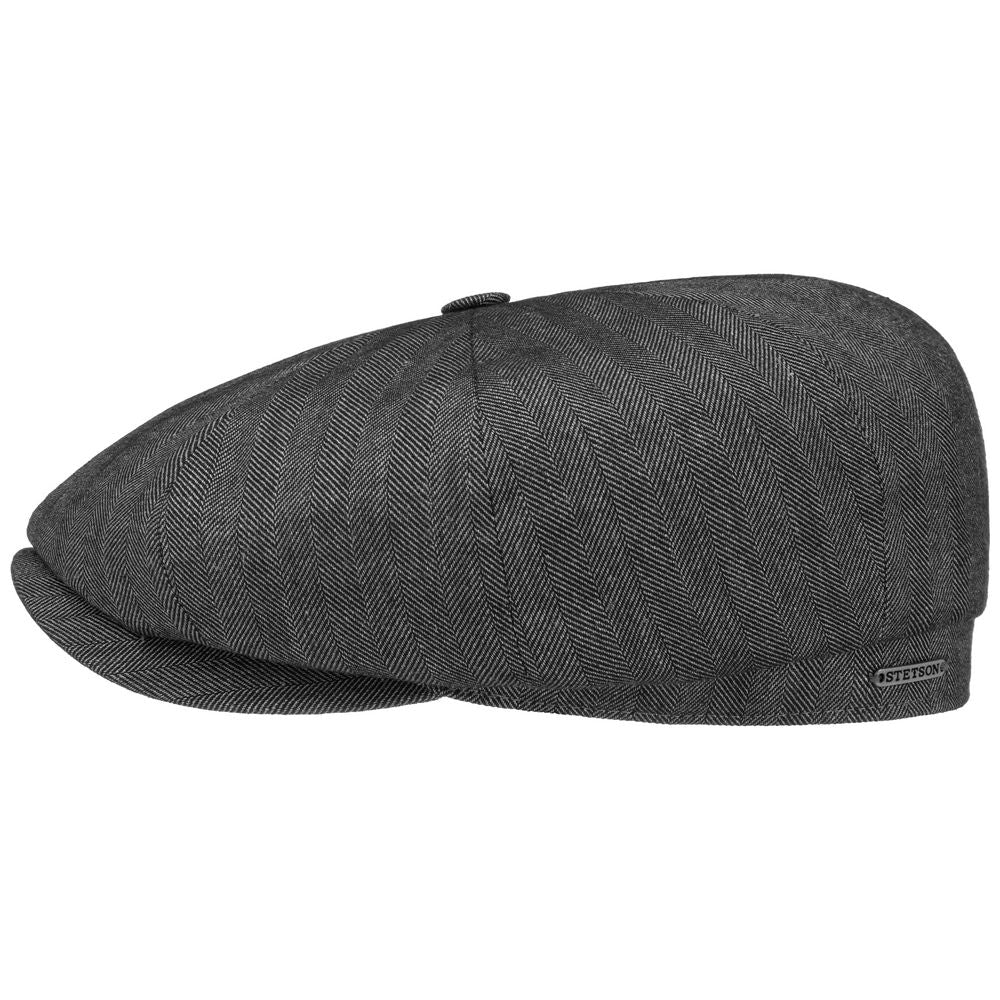 Stetson Hatteras Mørkegrå Linned Sixpence Flat Cap - S (55 cm) - Flat Cap fra Stetson hos The Prince Webshop