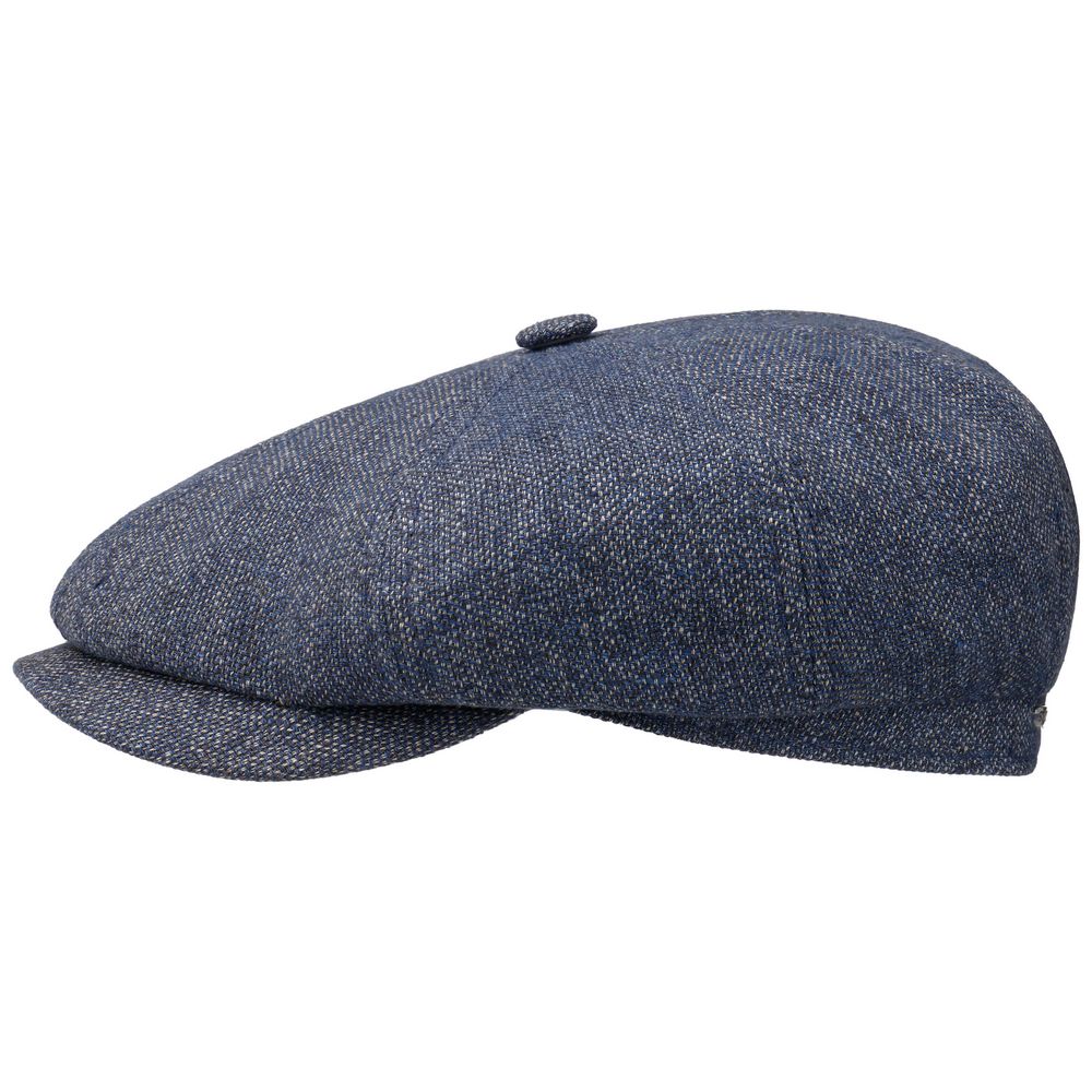 Stetson Hatteras Mørkeblå Linned Sixpence Flat Cap - Flat Cap fra Stetson hos The Prince Webshop