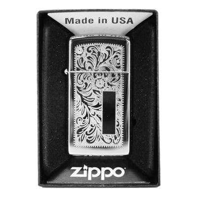 Original Slim Zippo Lighter - Venetian Chrome Slim - Zippo Lighter fra Zippo hos The Prince Webshop