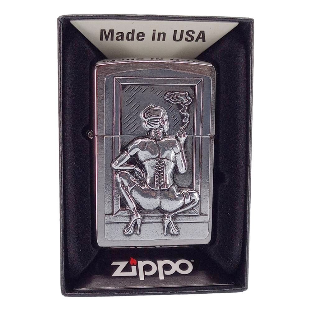 Original Smoking Woman Emblem Zippo Lighter - Zippo Lighter fra Zippo hos The Prince Webshop