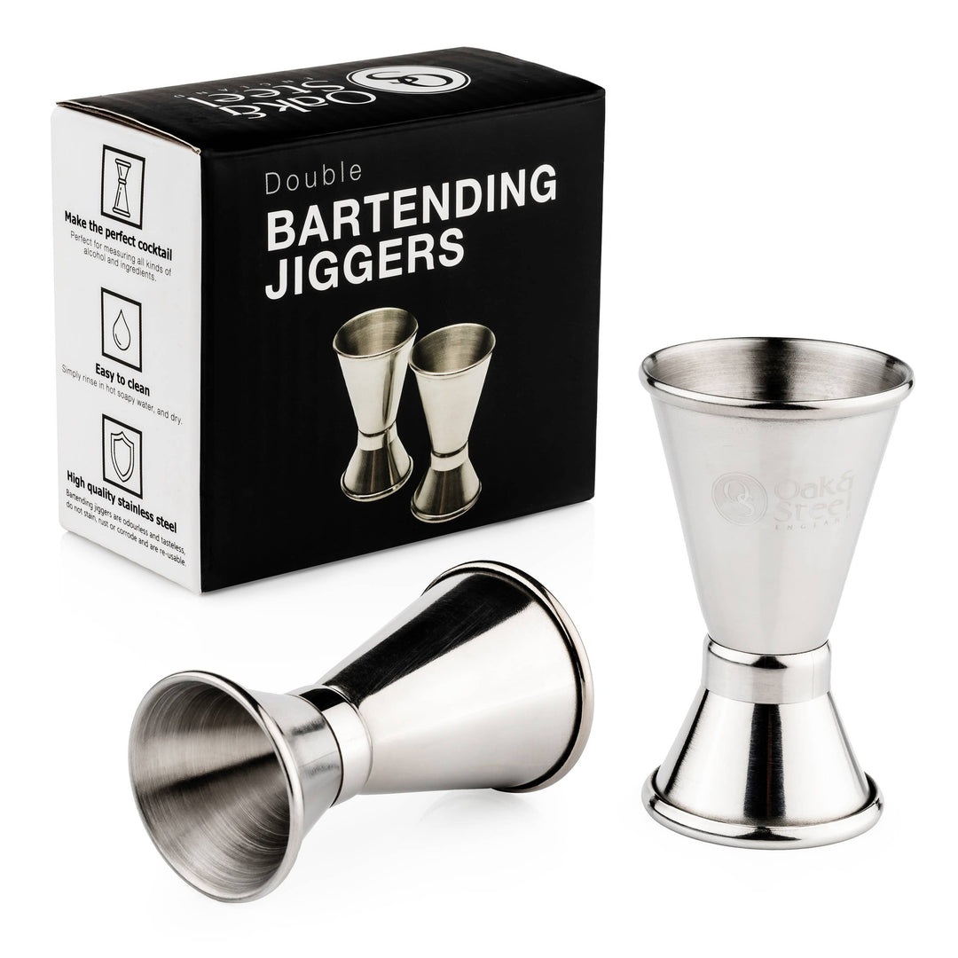 Oak & Steel - 2 Premium Stainless Steel Double Jiggers - 15/30ml - Bartender Gear fra Oak & Steel hos The Prince Webshop