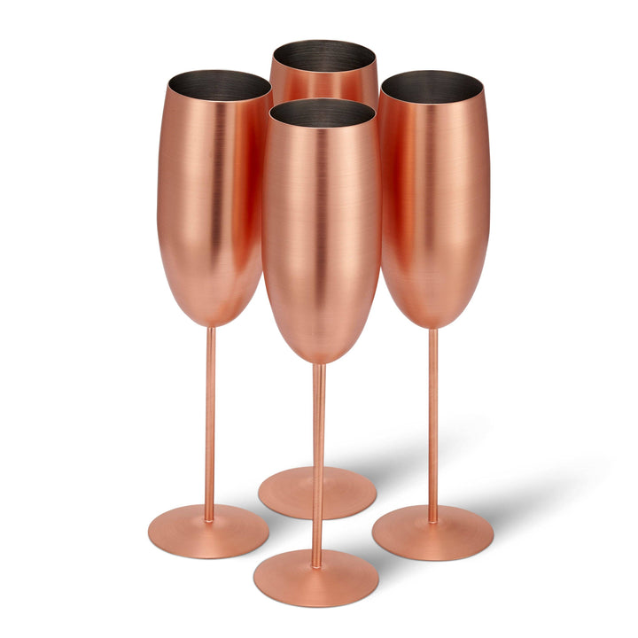 Oak & Steel - 4 Matte Rose Gold Champagne Flutes - Champagne Glas fra Oak & Steel hos The Prince Webshop