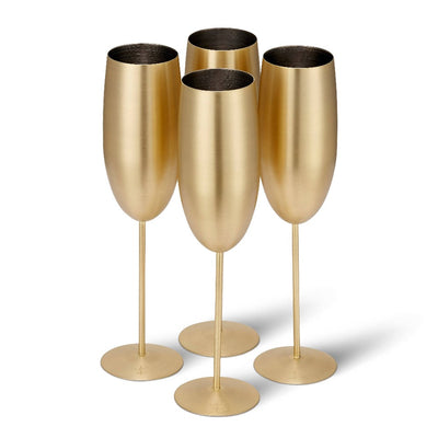 Oak & Steel - 4 Matte Gold Champagne Flutes - Champagne Glas fra Oak & Steel hos The Prince Webshop