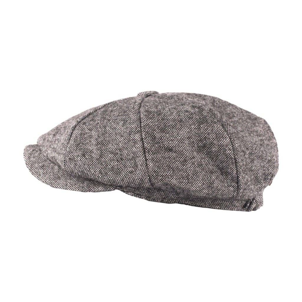 Tweed Newsboy Cap - Black and White Mix -  fra Heritage Traditions hos The Prince Webshop