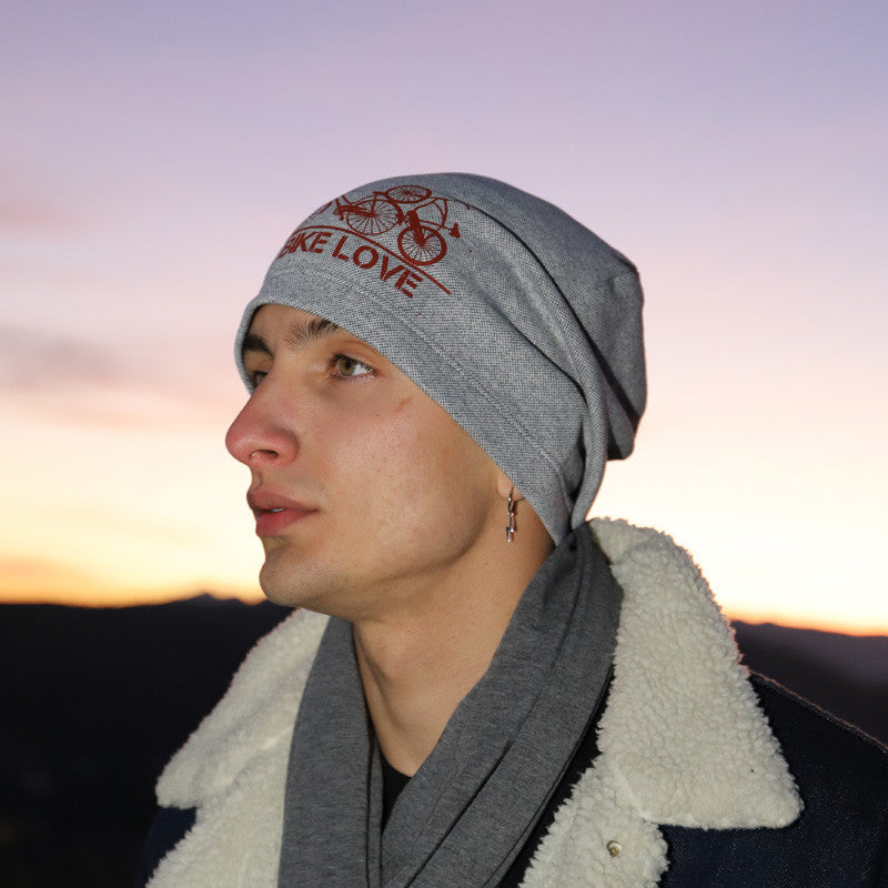 Fashion Beanie - Bike Love i Lysegrå Pique - Hue fra No Shirt No Shoes No Problem hos The Prince Webshop