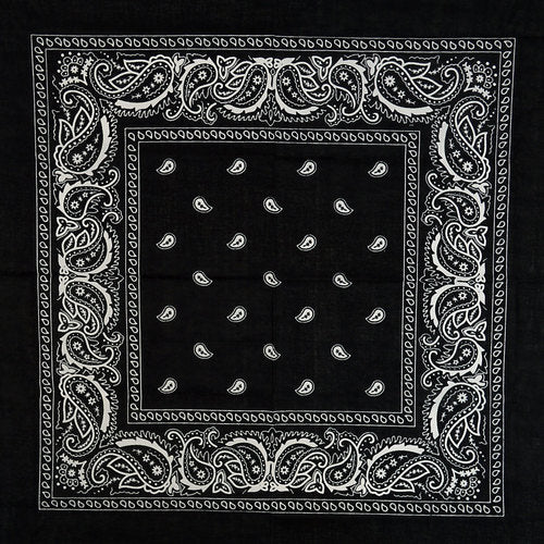 2 pak Bandanas - Sort & Hvid Bomuld Paisley - Bandana fra Umo Lorenzo hos The Prince Webshop